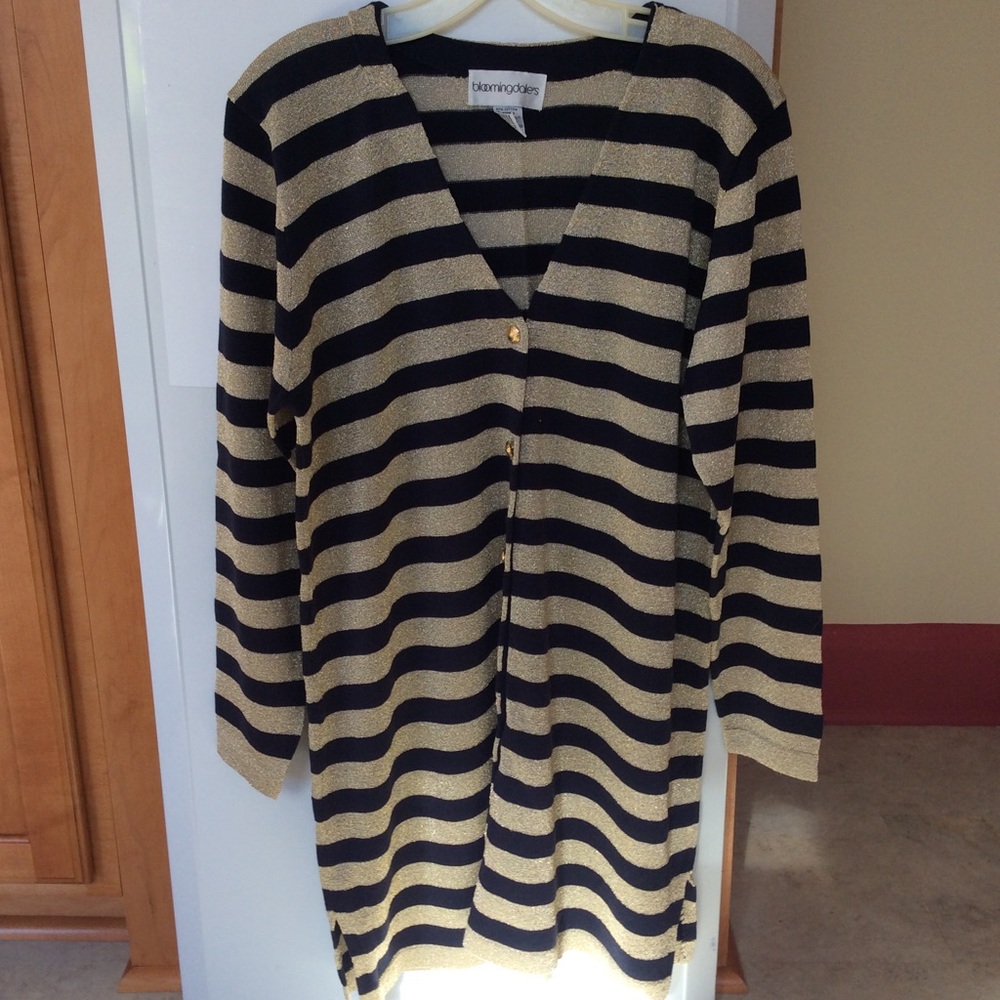 Bloomingdale’s Gold & Navy Striped Cardigan